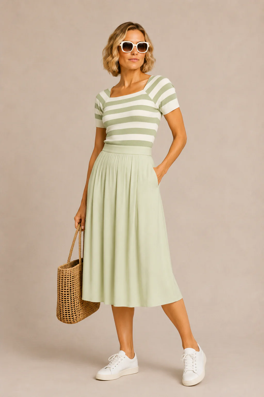Bamboe viscose top met vierkante hals - Image 7