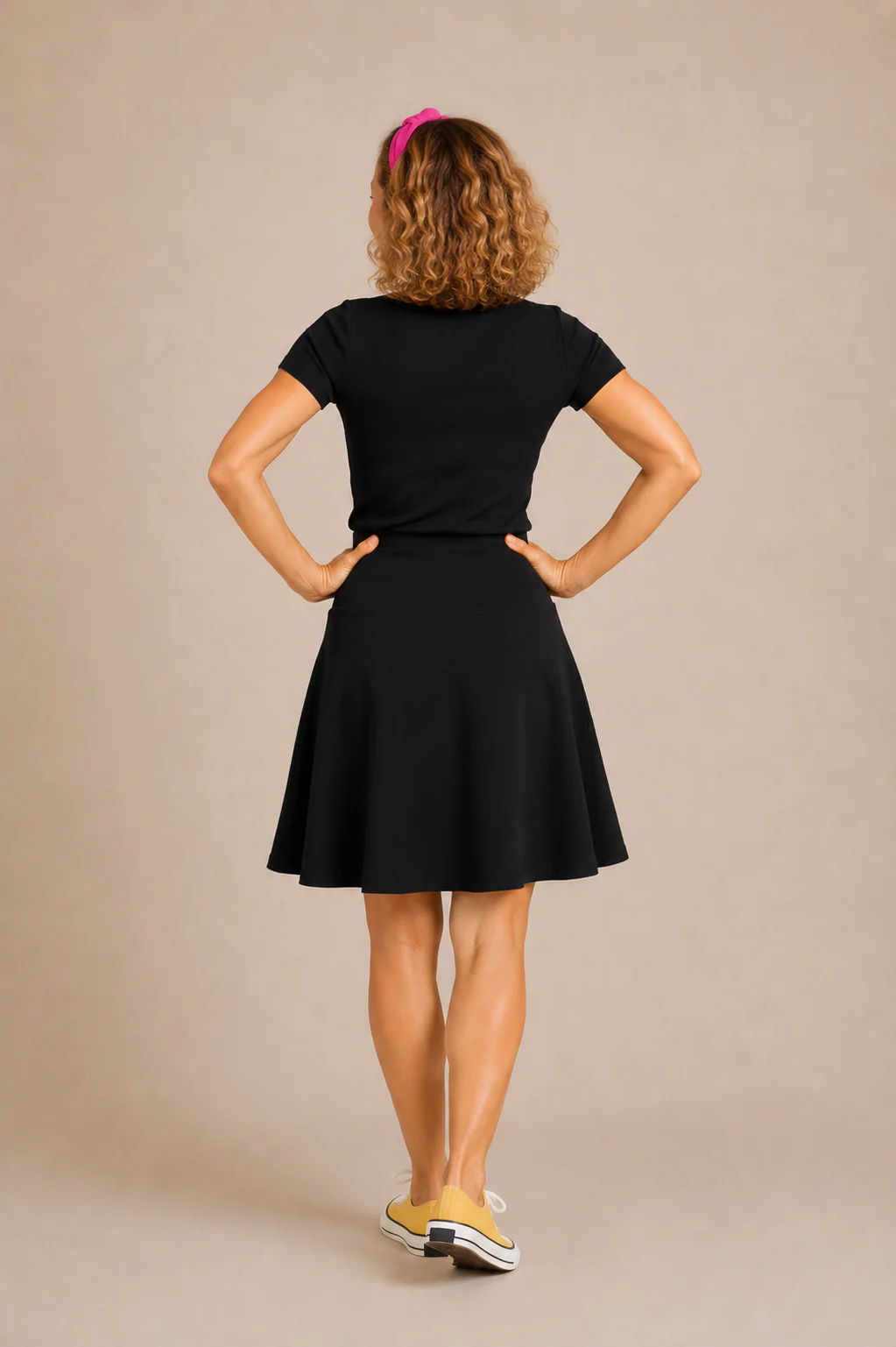 Wijdvallende viscose rok met brede band - Image 4