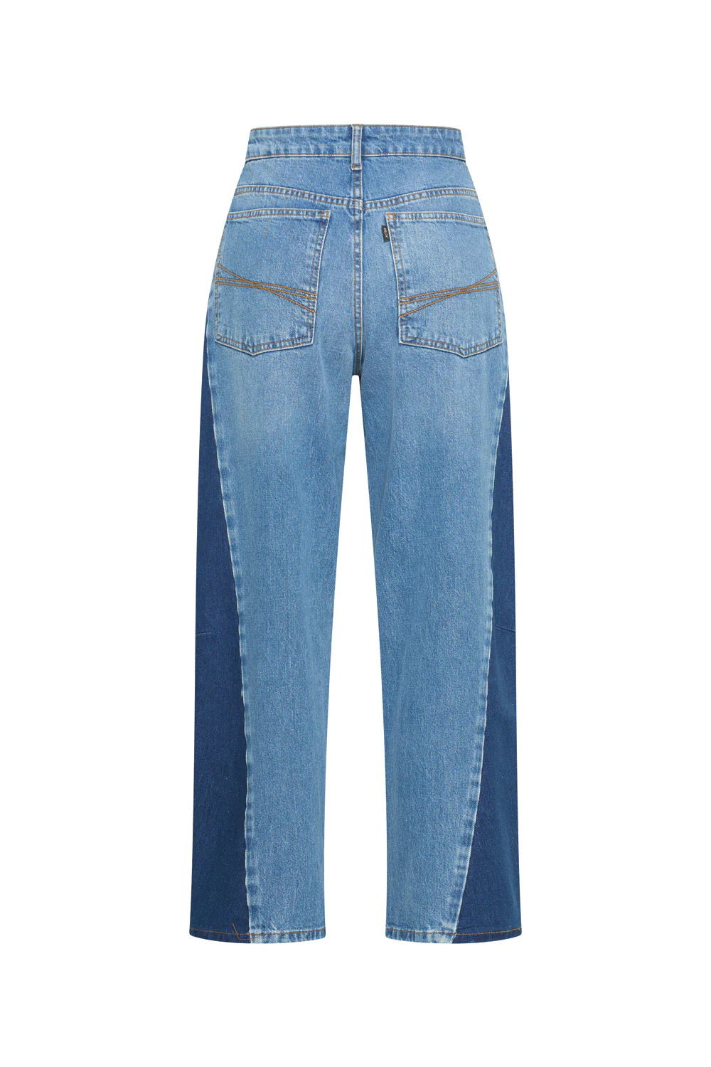 Ballon leg jeans met twee kleuren denim - Image 3