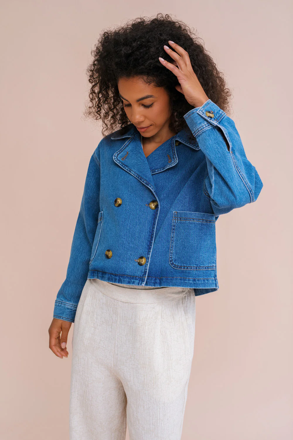 Hazel spijkerjack van lichtblauwe denim met losse pasvorm, katoen - Image 2