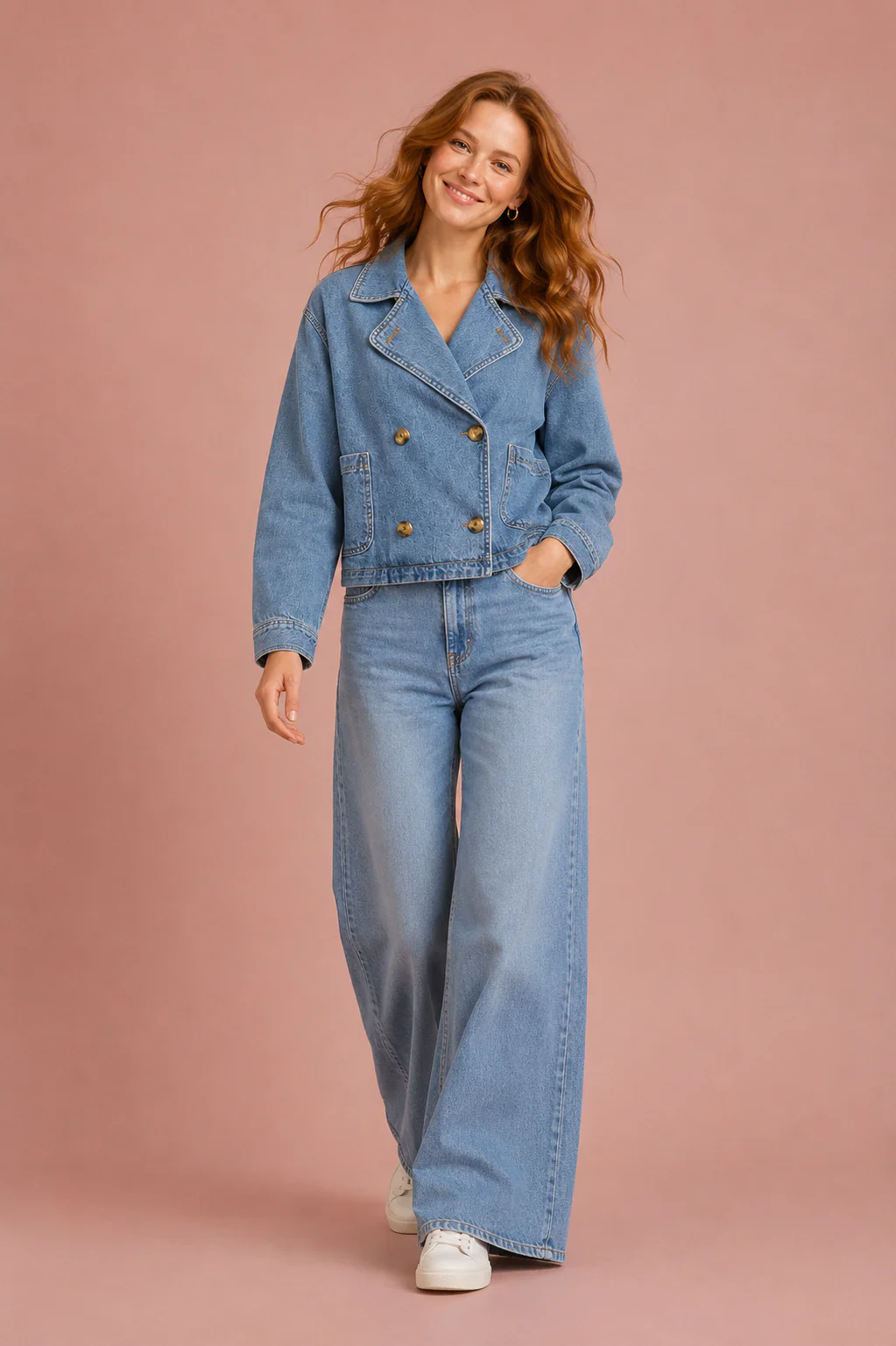 Hazel spijkerjack van lichtblauwe denim met losse pasvorm, katoen - Image 5