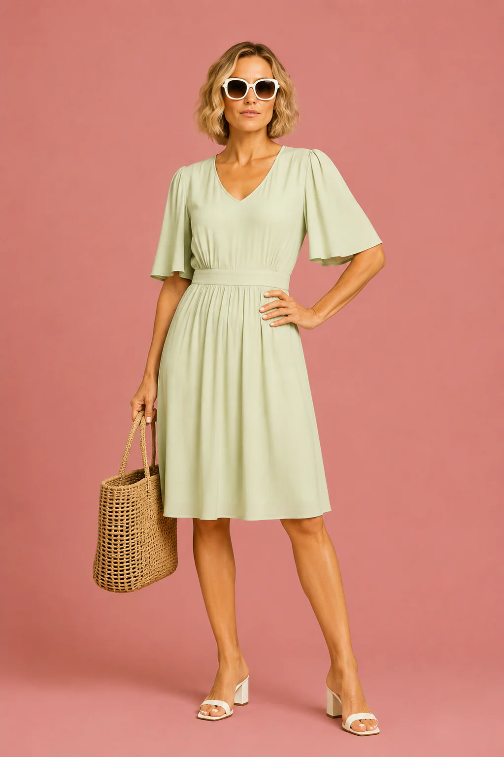 Luchtige zomerjurk met wijde mouwen van 100% viscose - Image 3